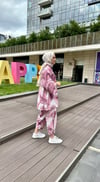 kadın desenli renkli pantolon kimono takımı