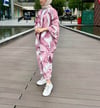 kadın desenli renkli pantolon kimono takımı