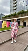 kadın desenli renkli pantolon kimono takımı