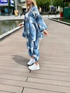 kadın desenli renkli pantolon kimono takımı
