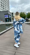 kadın desenli renkli pantolon kimono takımı