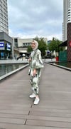 kadın desenli renkli pantolon kimono takımı