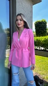 Kadın Double Kumaş İp Bağlama Detay Blazer Ceket