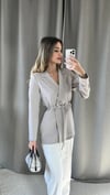 Kadın Double Kumaş İp Bağlama Detay Blazer Ceket