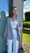 Kadın Double Kumaş İp Bağlama Detay Blazer Ceket