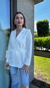 Kadın Double Kumaş İp Bağlama Detay Blazer Ceket