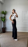 Kadın double kumaş yüksek bel lastik detay palazzo