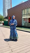 kadın etnik desen tesettüre uygun uzun kol uçuş elbise