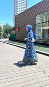 kadın etnik desen tesettüre uygun uzun kol uçuş elbise