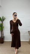 Kadın fitilli standart beden midi boy elbise