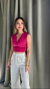 Kadın Gipeli V Yaka Pembe Crop Bluz