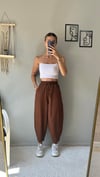 kadın gofret kumaş şalvar pantolonlar