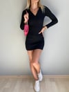 Kadın  gri  kaşkorse polo yaka mini elbise