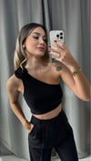 Kadın Gül Detay Tek Omuz Beyaz Bluz