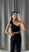 Kadın Gül Detay Tek Omuz Beyaz Bluz