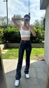 kadın içi yumuşak dışı deri yüksek bel  yarı ispanyol pantolon