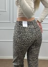 Kadın kahve leopar desen mom jean