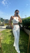kadın keten cepli palazzo pantolon
