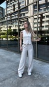 Kadın Keten İçi Astarlı Yelek Beli Lastikli Palazzo Takım