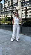 Kadın Keten İçi Astarlı Yelek Beli Lastikli Palazzo Takım