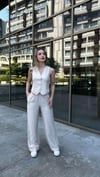 Kadın Keten İçi Astarlı Yelek Beli Lastikli Palazzo Takım
