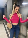 Kadın  Kol Detay Halter Croptop