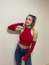 Kadın  Kol Detay Halter Croptop