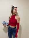Kadın  Kol Detay Halter Croptop