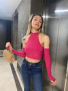 Kadın  Kol Detay Halter Croptop