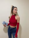 Kadın  Kol Detay Halter Croptop