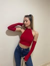Kadın  Kol Detay Halter Croptop