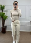 Kadın krem renk muadil marka mom jean