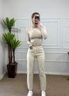Kadın krem renk muadil marka mom jean