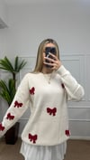 Kadın kurdele detay oversize triko kazak