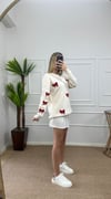 Kadın kurdele detay oversize triko kazak