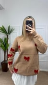 Kadın kurdele detay oversize triko kazak