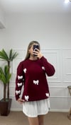 Kadın kurdele detay oversize triko kazak