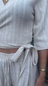 Kadın Kuşak Bağlama Yarım Kol Gömlek Pantolon Takım