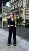 Kadın Kuşak Bağlama Yarım Kol Gömlek Pantolon Takım