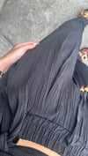 Kadın Kuşak Bağlama Yarım Kol Gömlek Pantolon Takım