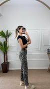Kadın leopar desen mom jean