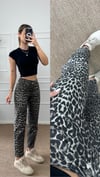 Kadın leopar desen mom jean