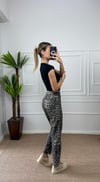 Kadın leopar desen mom jean