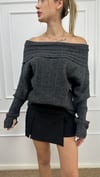 Kadın madonna yaka standart beden triko oversize kazak 