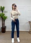 Kadın mavi renk mom jean