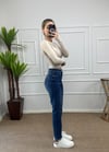 Kadın mavi renk mom jean