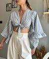 kadın ön bağlamalı kruvaze croptop