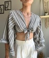 kadın ön bağlamalı kruvaze croptop