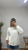 Kadın oversize basic üç iplik şardonlu yumoş sweatshirt