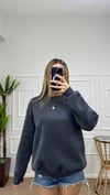 Kadın oversize basic üç iplik şardonlu yumoş sweatshirt